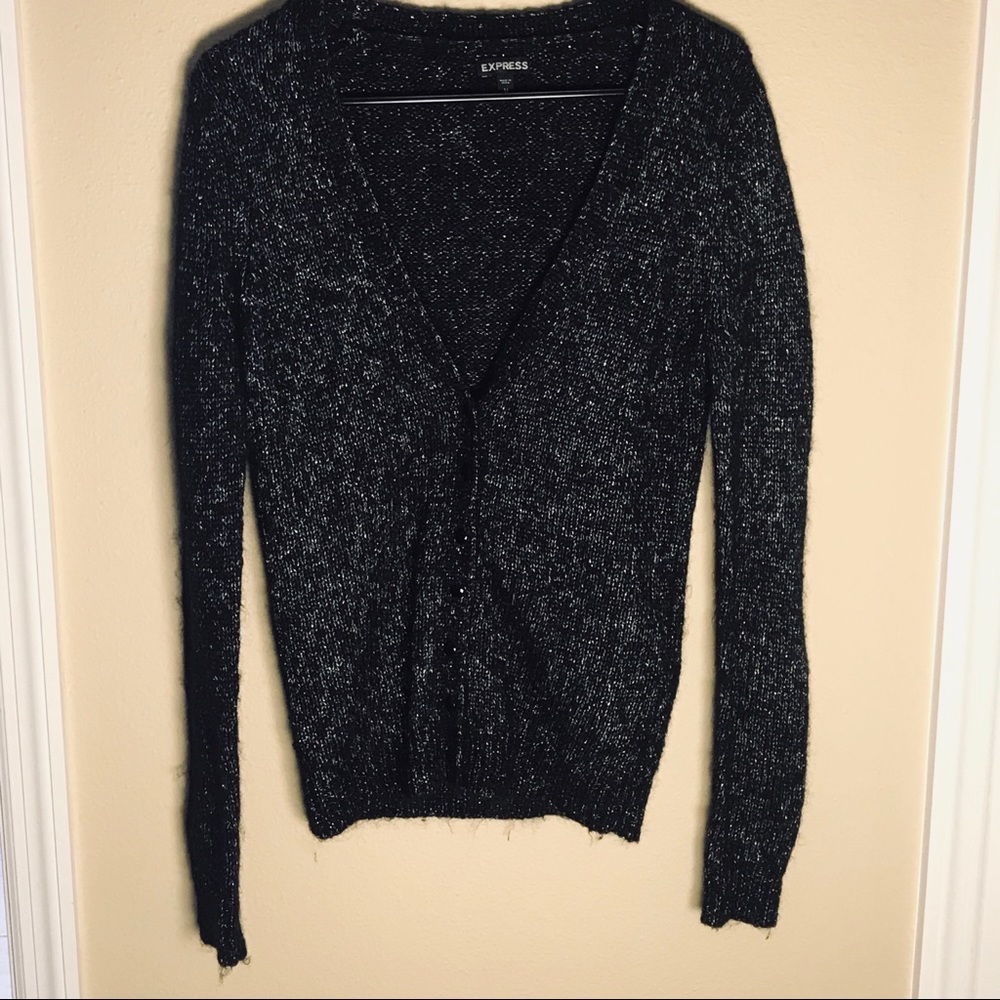Express Black Silver cardigan sweater